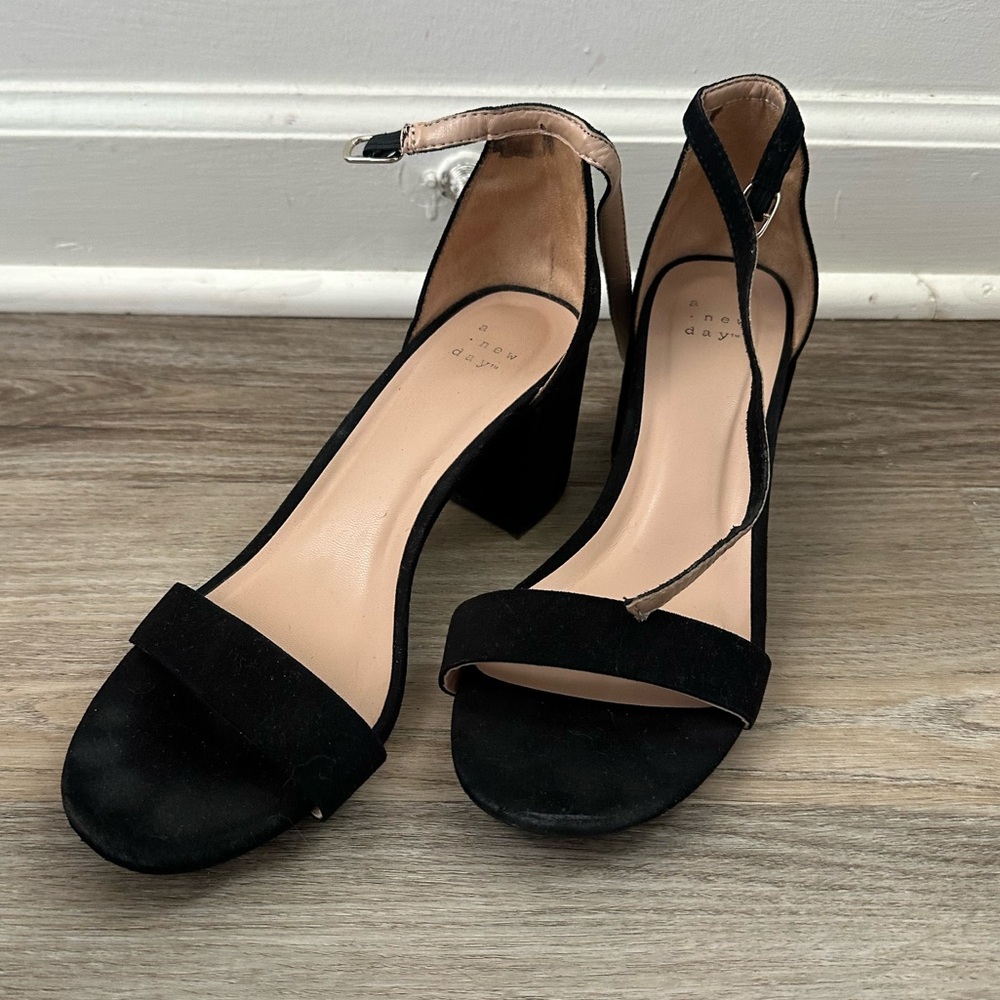 A New Day (Target) Black Minimalist Sandals with Ankle Strap